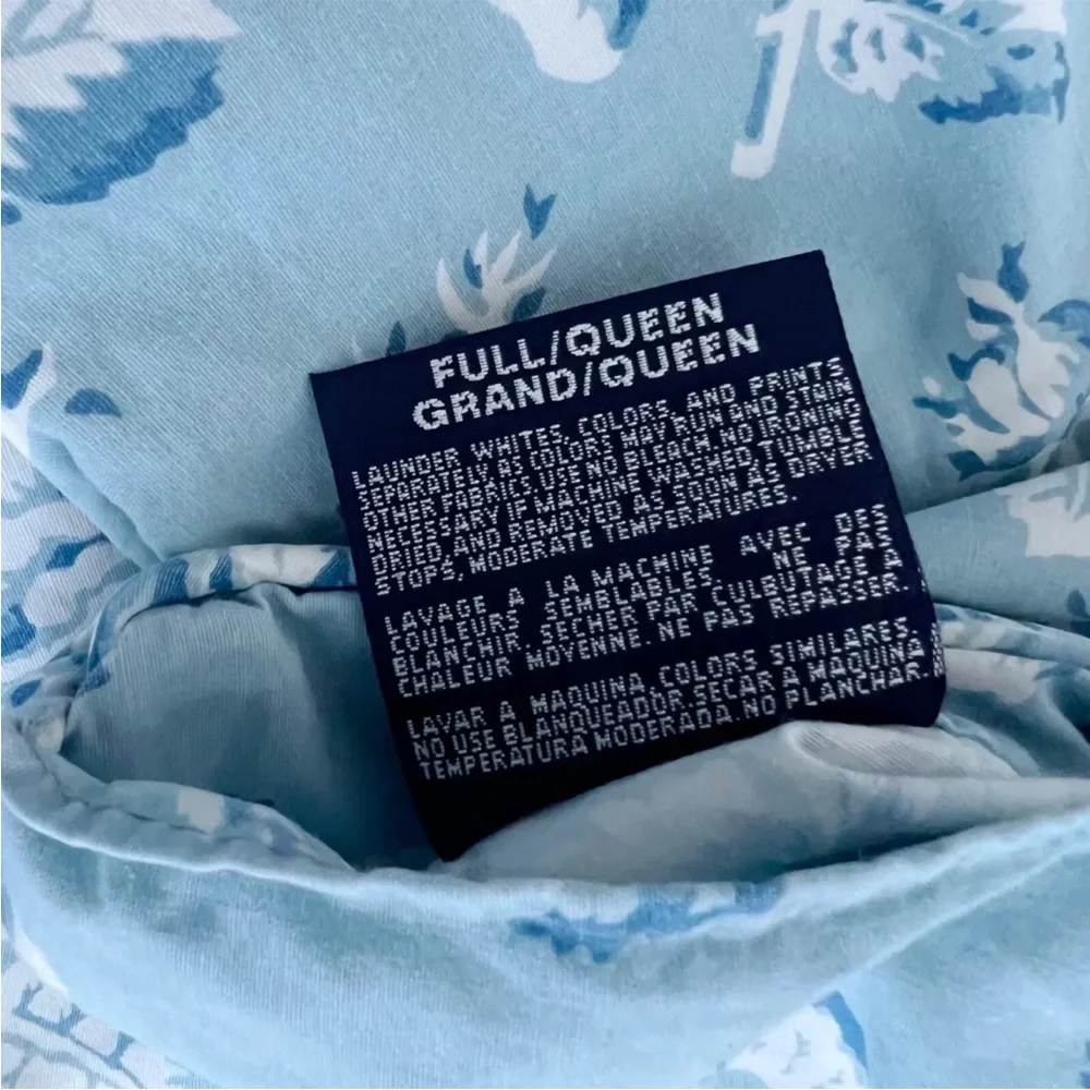 RARE Ralph Lauren Home MEADOWLAND Blue DUVET Cover Floral Rose FULL/QUEEN Cotton